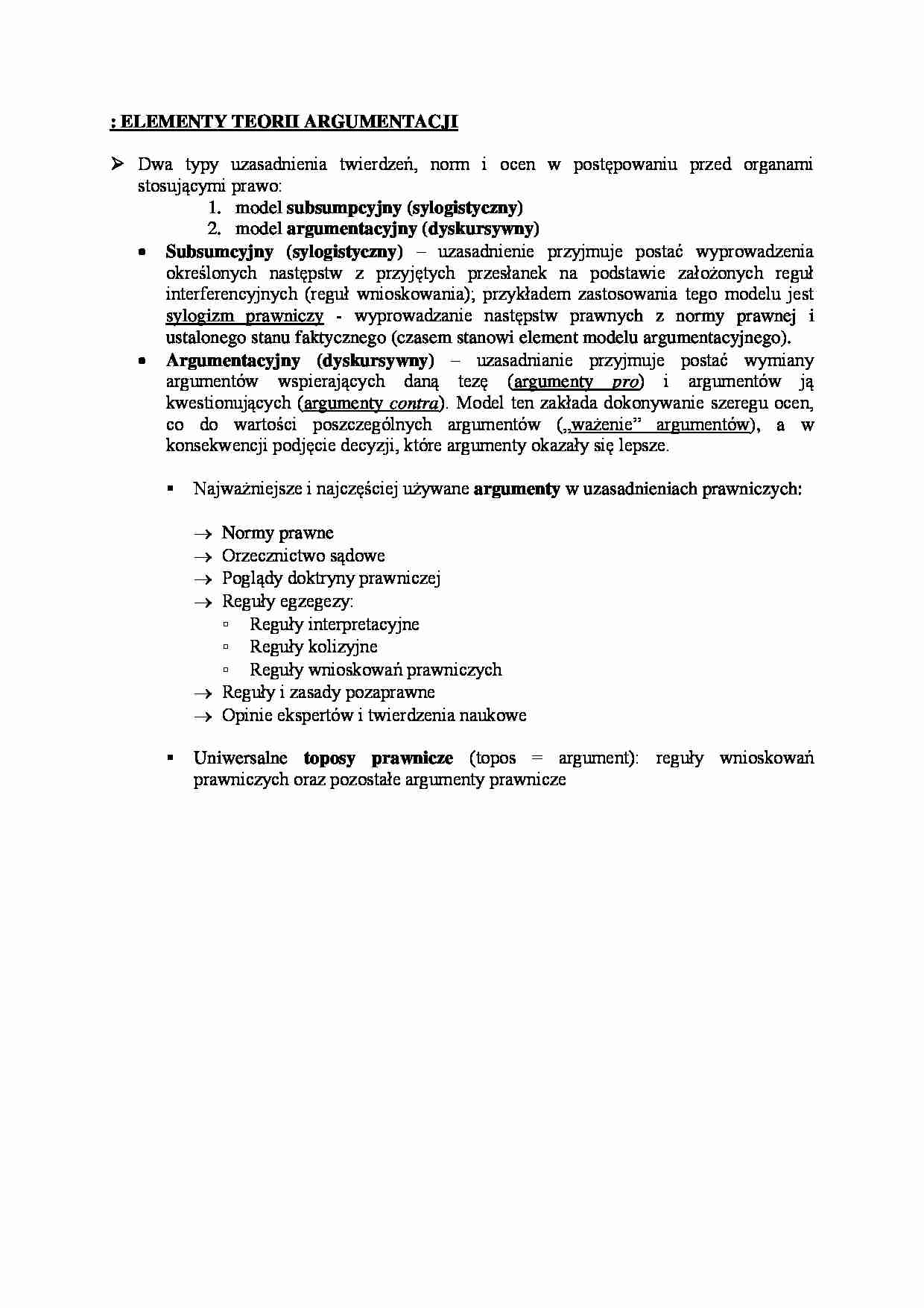 Elementy teorii argumentacji - strona 1