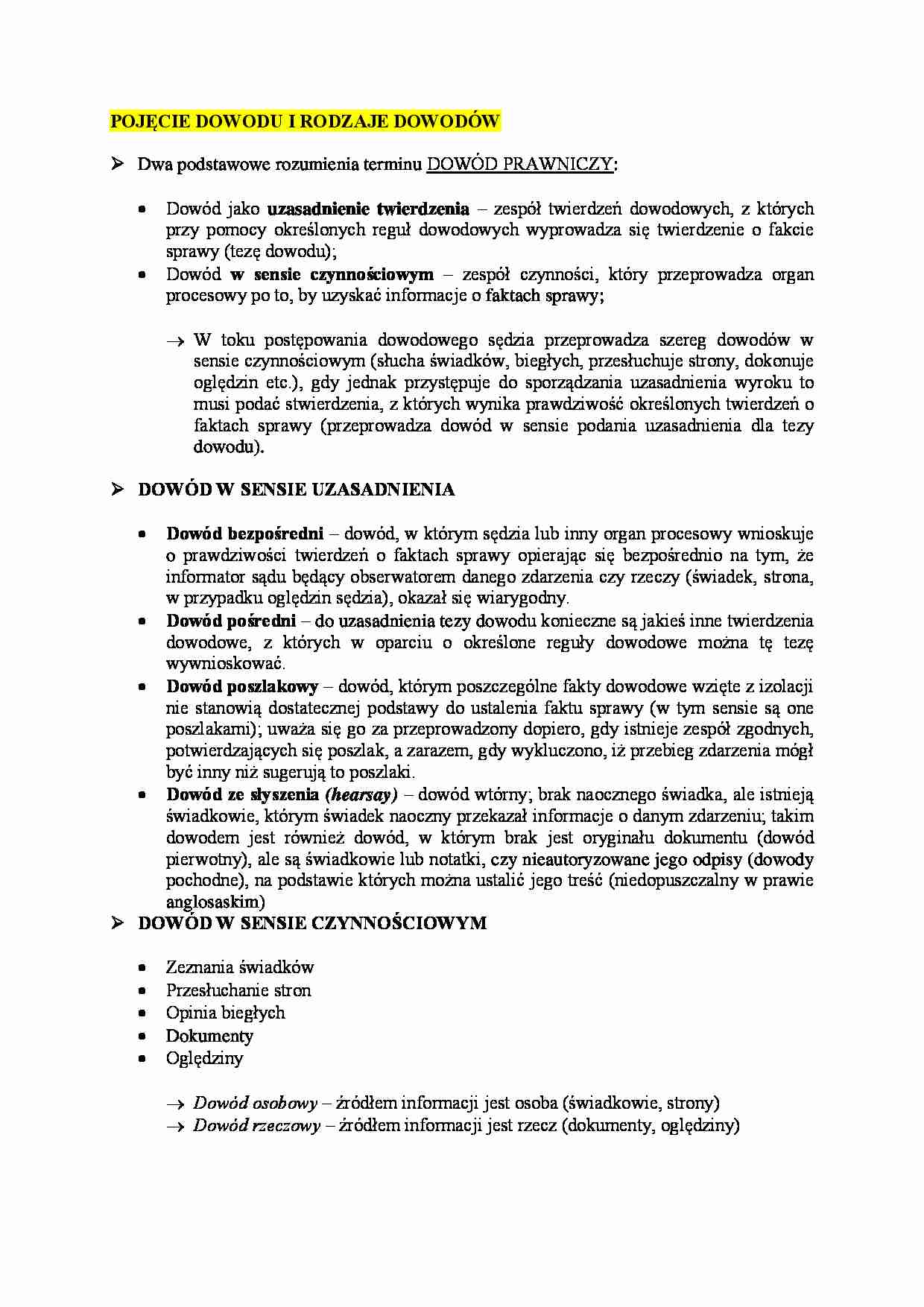 Pojęcie dowodu i rodzaje dowodów - strona 1