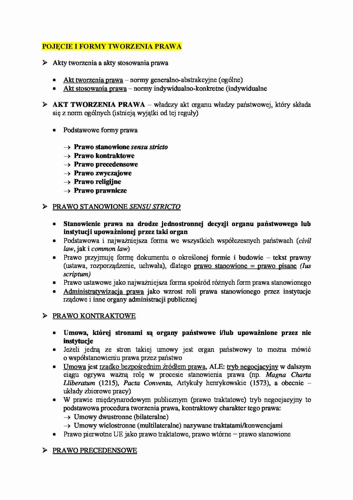 Pojęcie i formy tworzenia prawa - strona 1