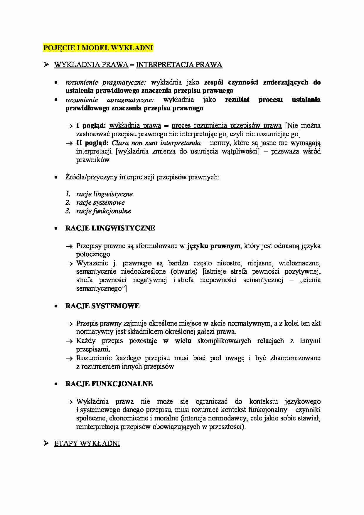 Pojęcie i model wykładni - strona 1