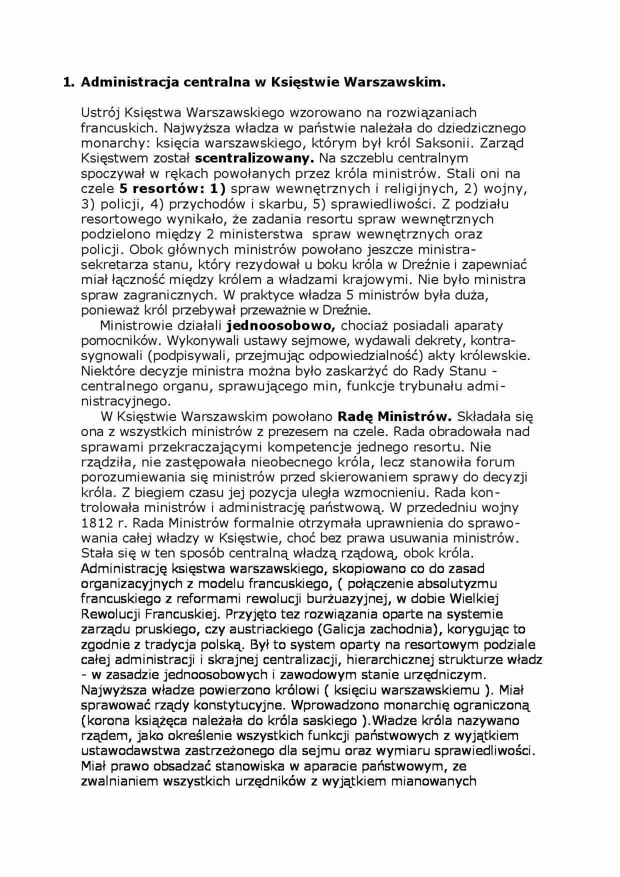 Administracja centralna w Księstwie Warszawskim - strona 1