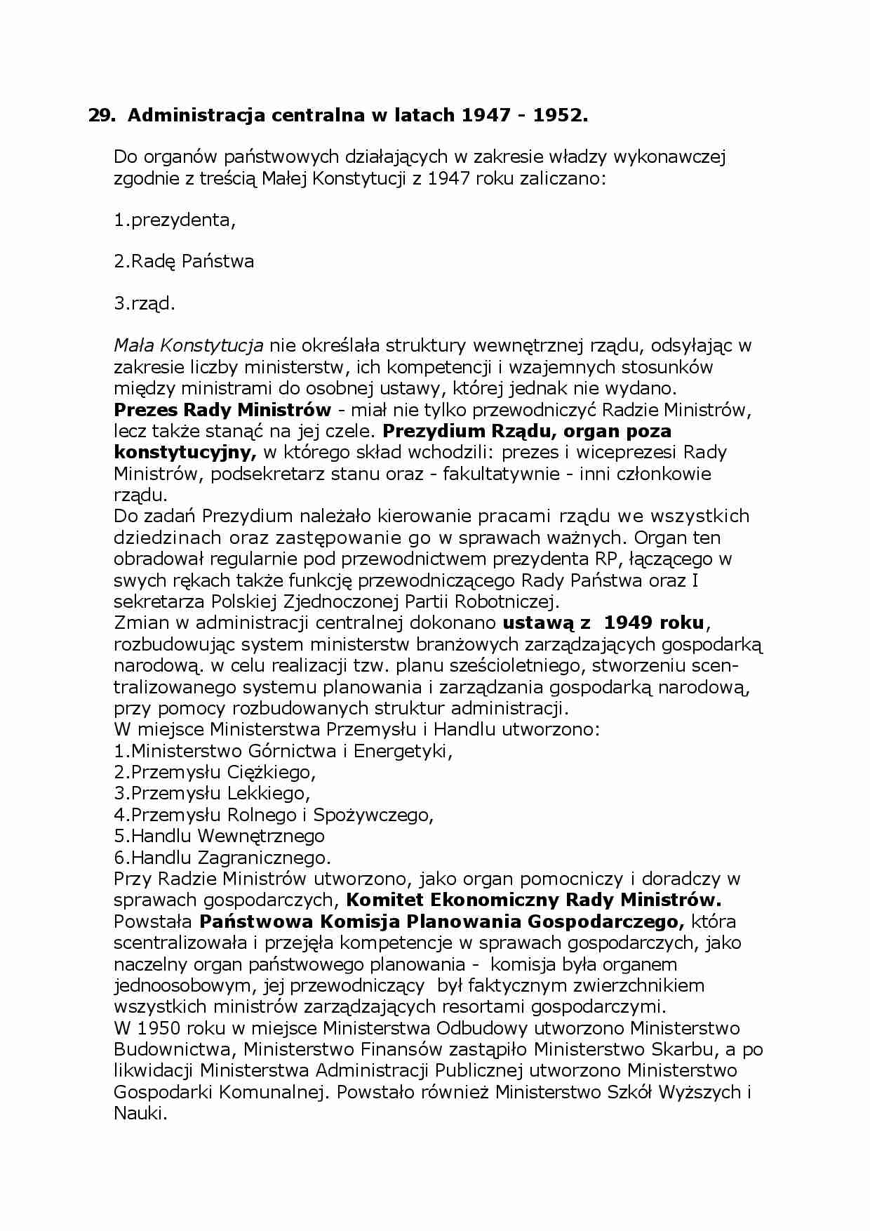 Administracja centralna w latach 1947 - 1952 - strona 1