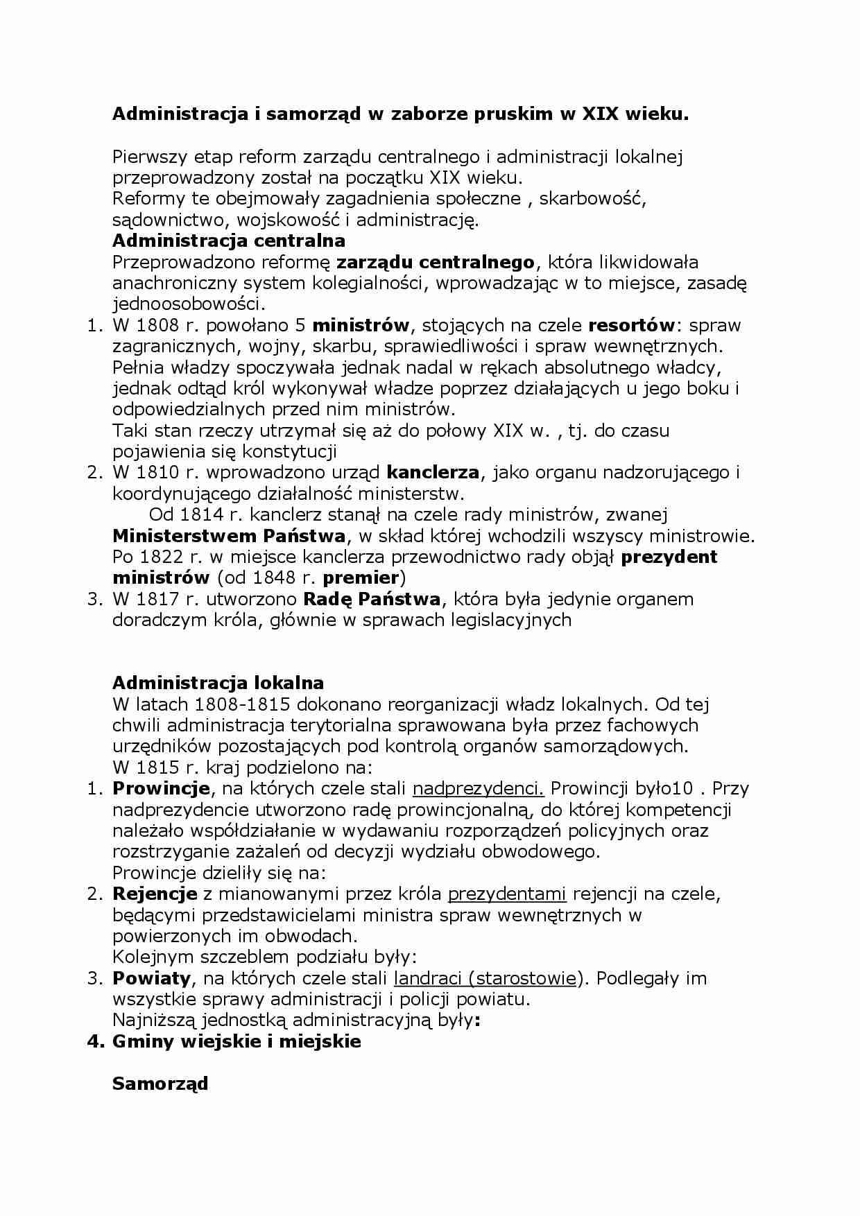 Administracja i samorząd w zaborze pruskim w XIX wieku - strona 1