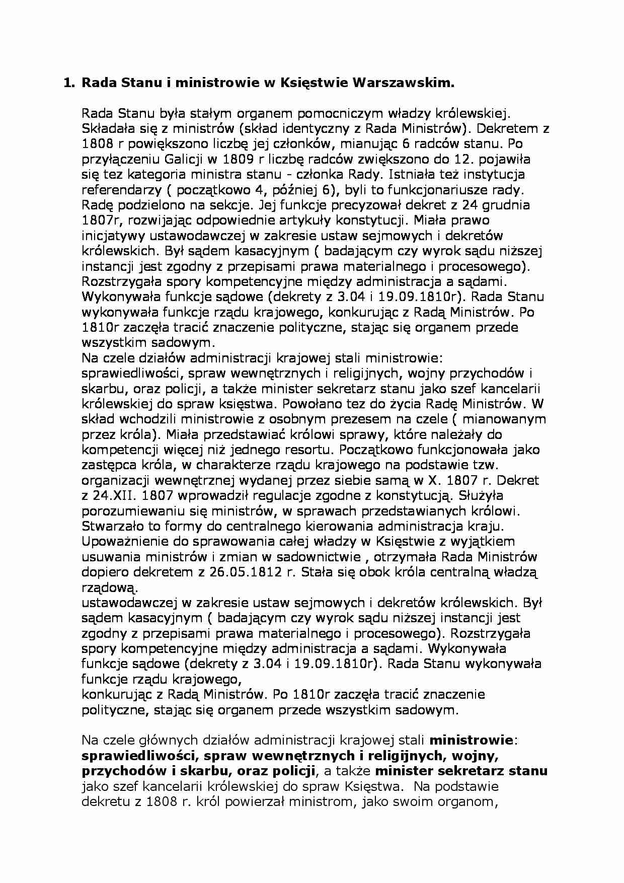 Rada Stanu i ministrowie w Księstwie Warszawskim - strona 1