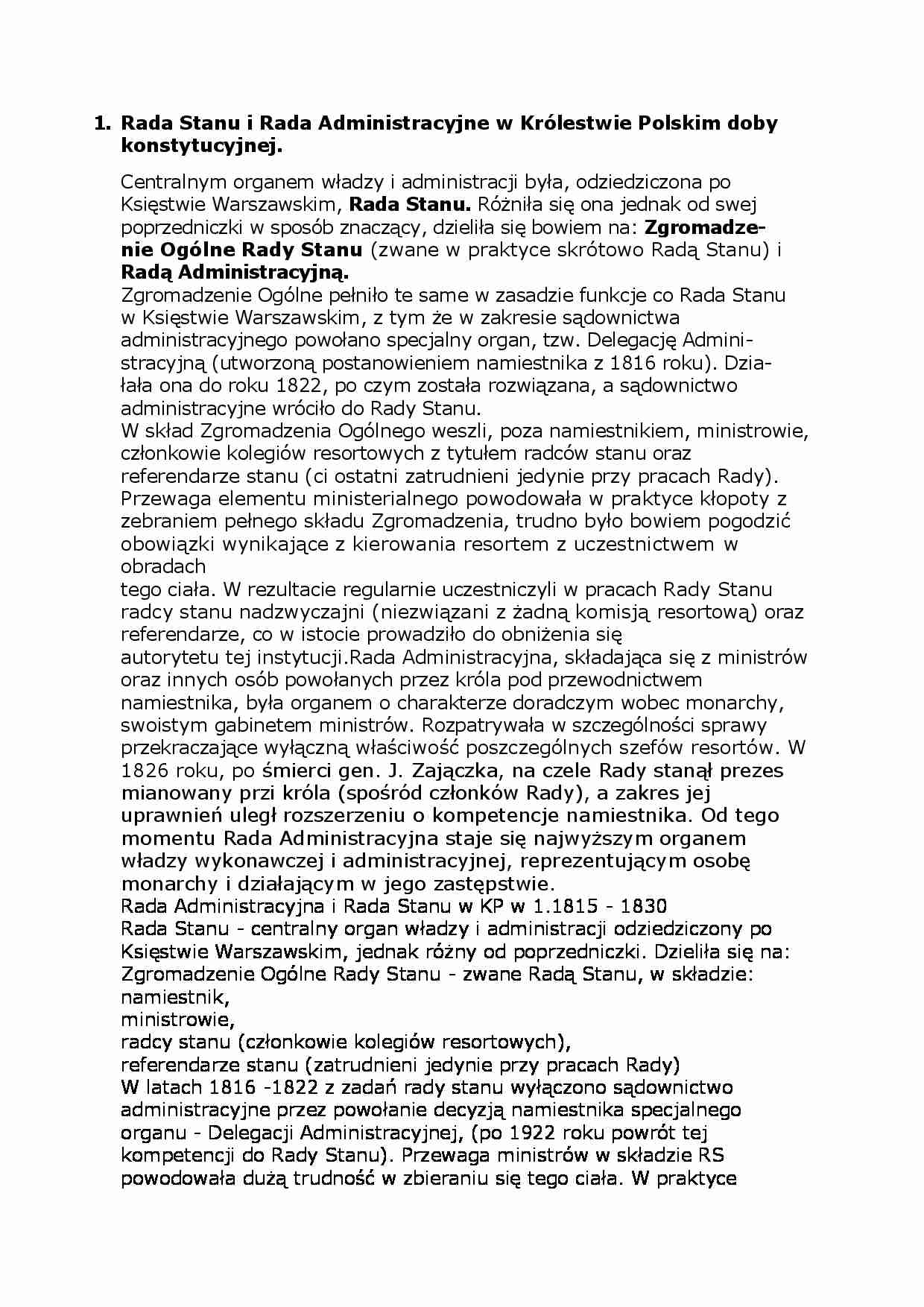 Rada Stanu i Rada Administracyjne w Królestwie Polskim doby konstytucyjnej - strona 1