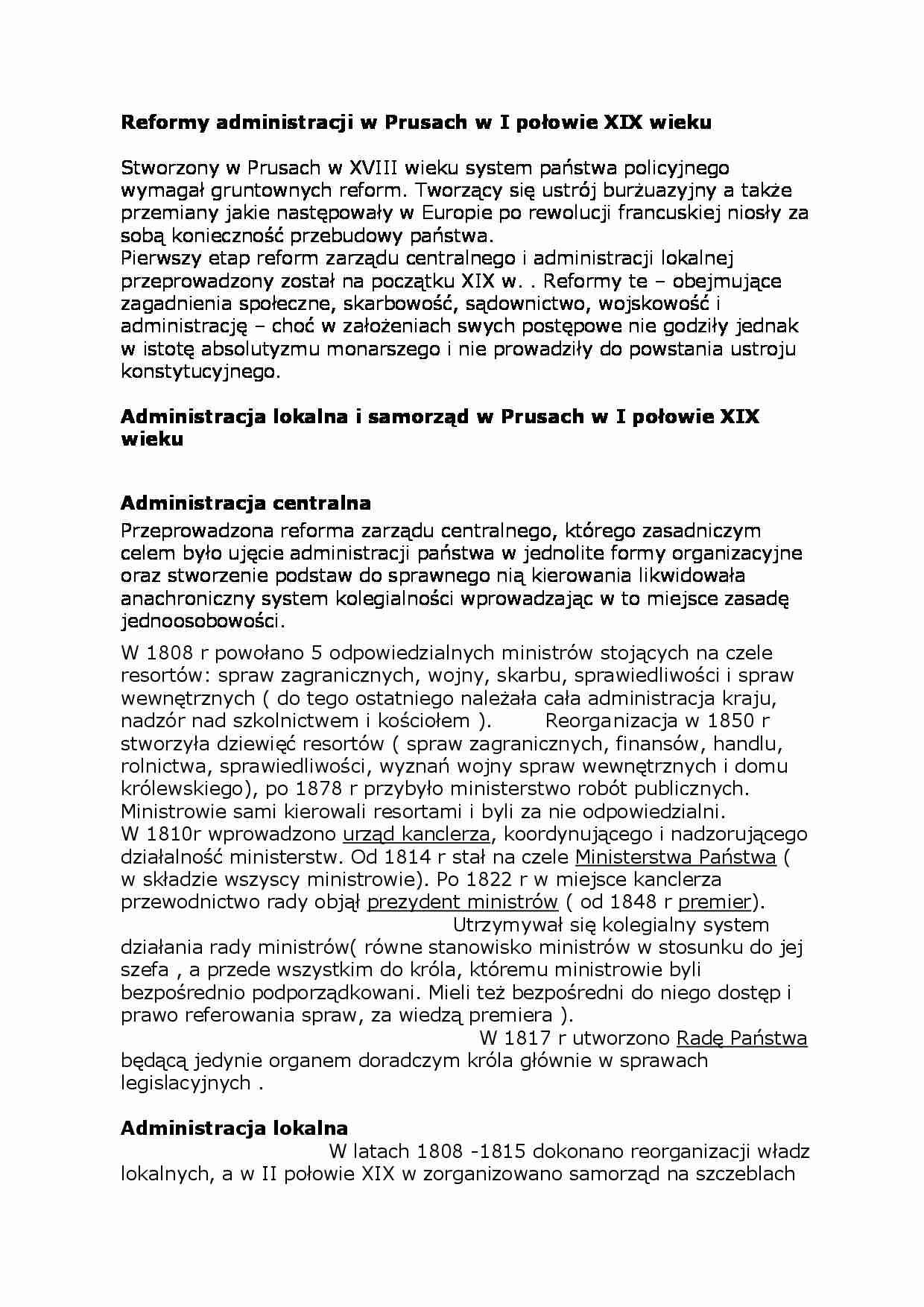 Reformy administracji w Prusach w XIX wieku - strona 1