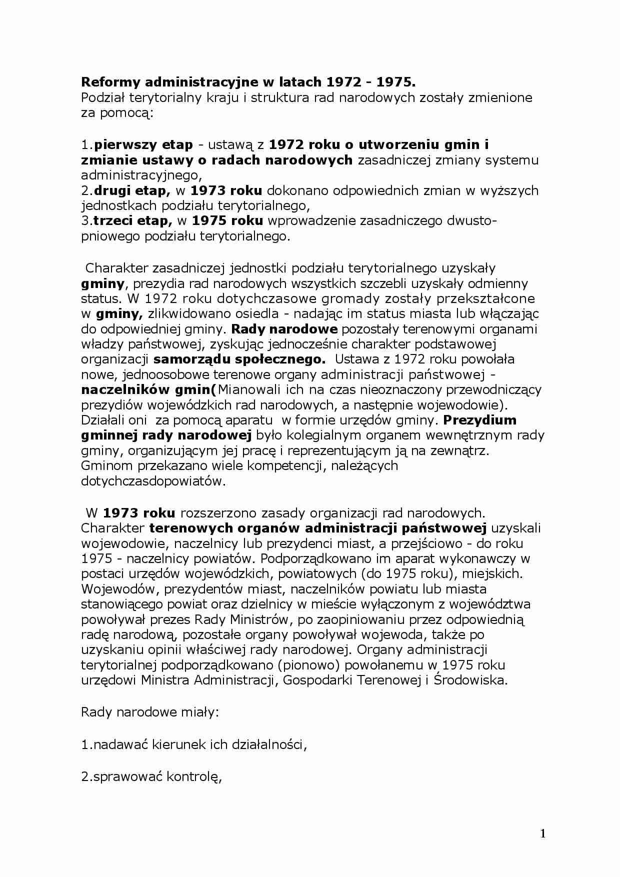 Reformy administracyjne w latach 1972 - 1975 - strona 1