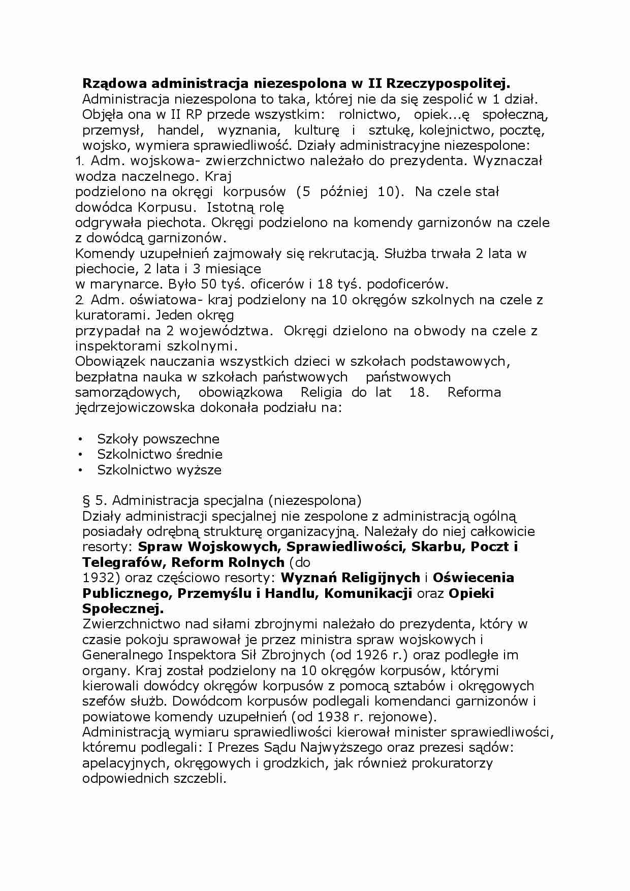 Rządowa administracja niezespolona w II Rzeczypospolitej - strona 1