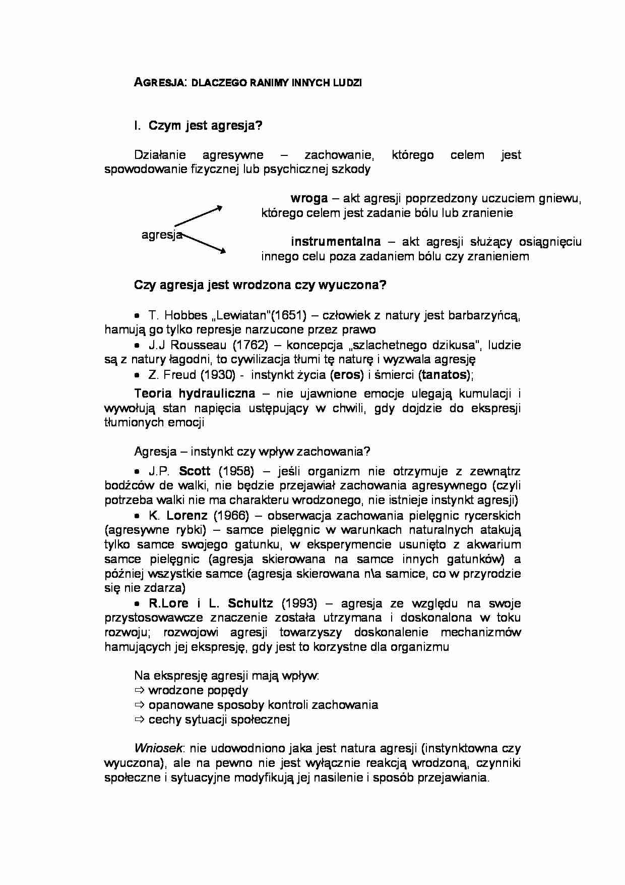 Agresja - definicja, teorie - strona 1