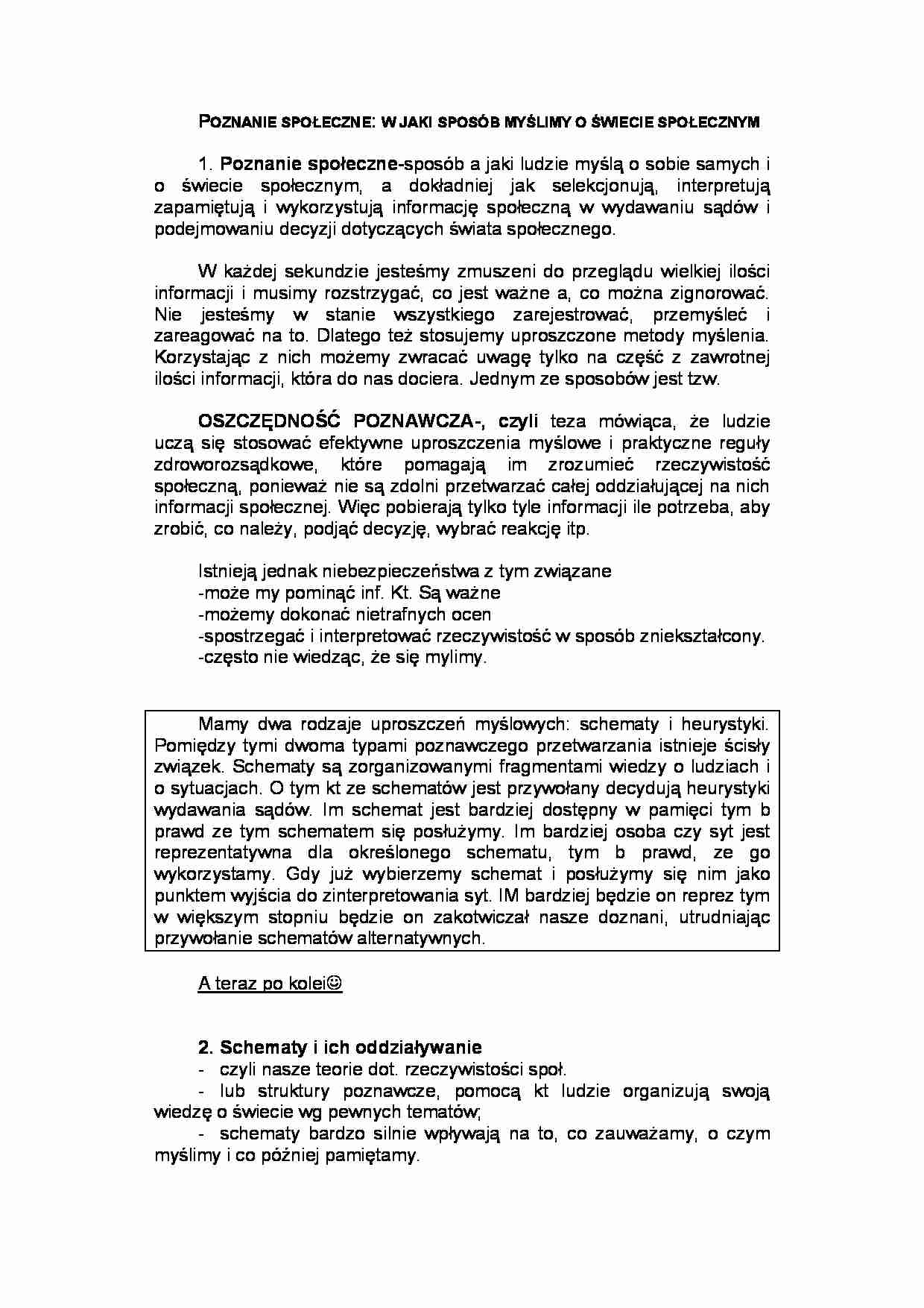 Poznanie społeczne - oszczędność poznawcza - strona 1