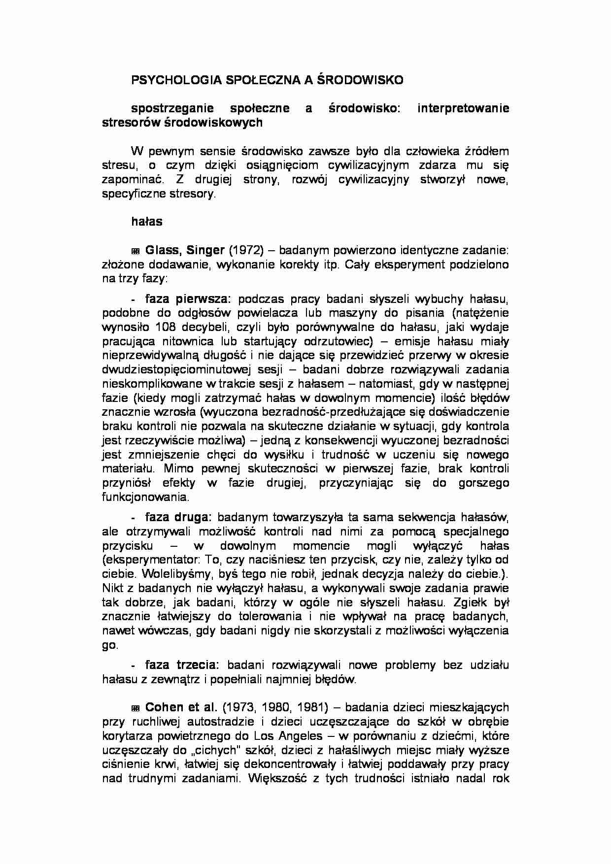 Psychologia społeczna a środowisko - strona 1