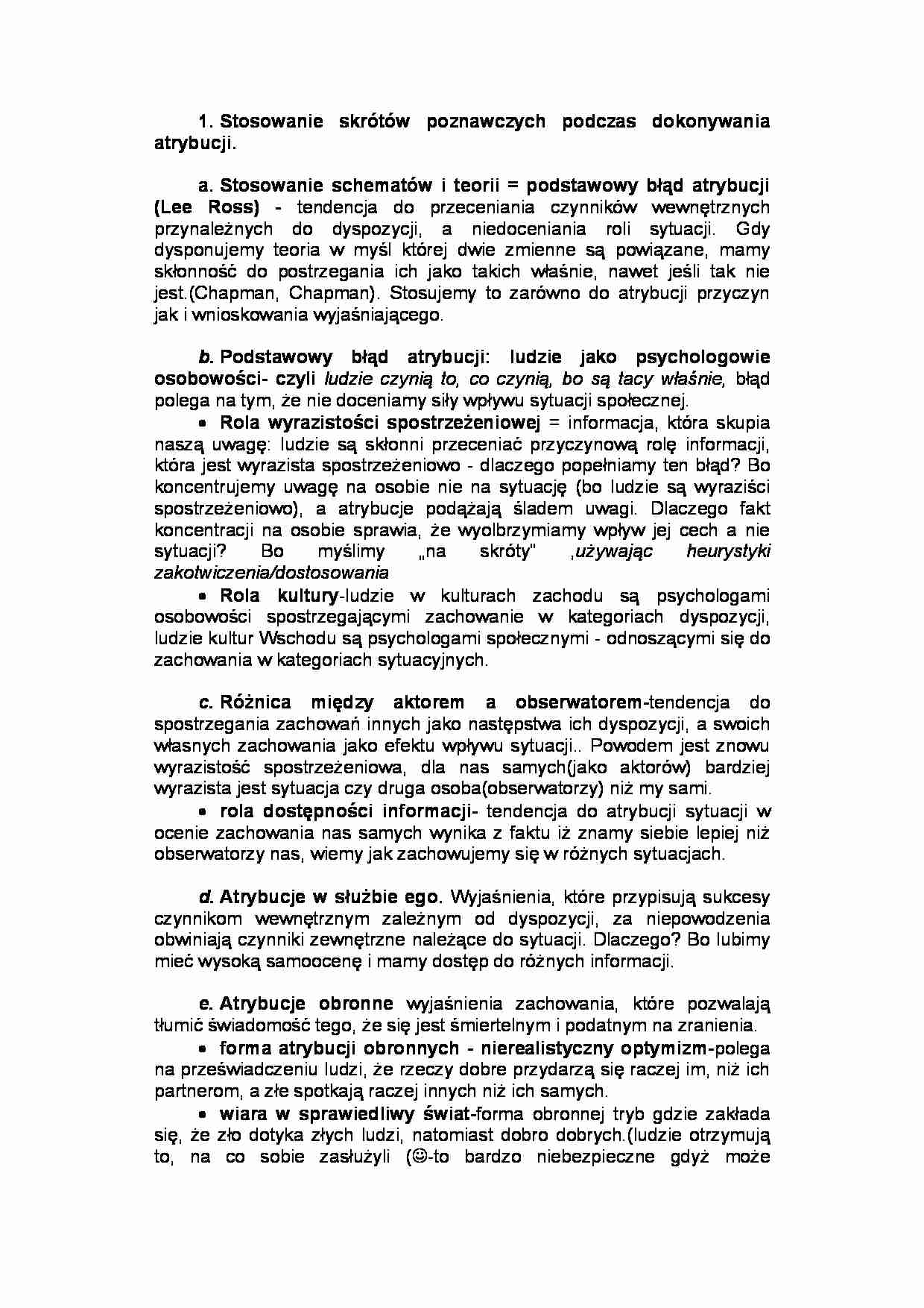 Stosowanie skrótów poznawczych podczas dokonywania atrybucji - strona 1