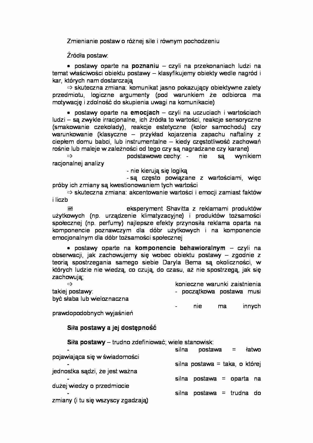 Zmienianie postaw o różnej sile i równym pochodzeniu - strona 1