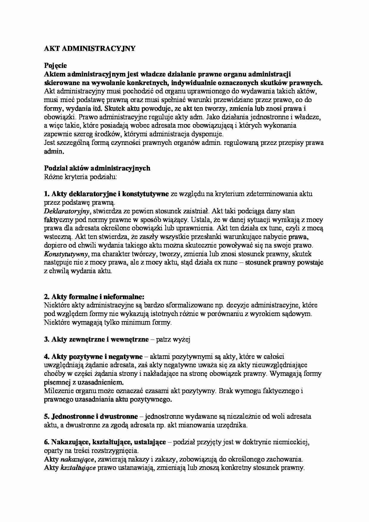 Akt administracyjny - Prawo administracyjne - strona 1