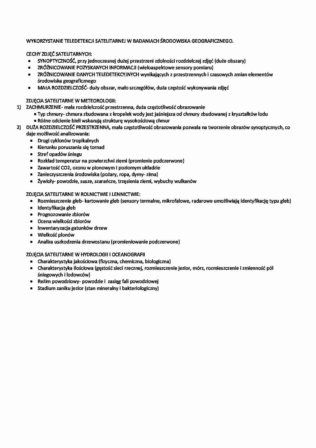 WYKORZYSTANIE TELEDETEKCJI SATELITARNEJ W BADANIACH ŚRODOWISKA GEOGRAFICZNEGO - strona 1