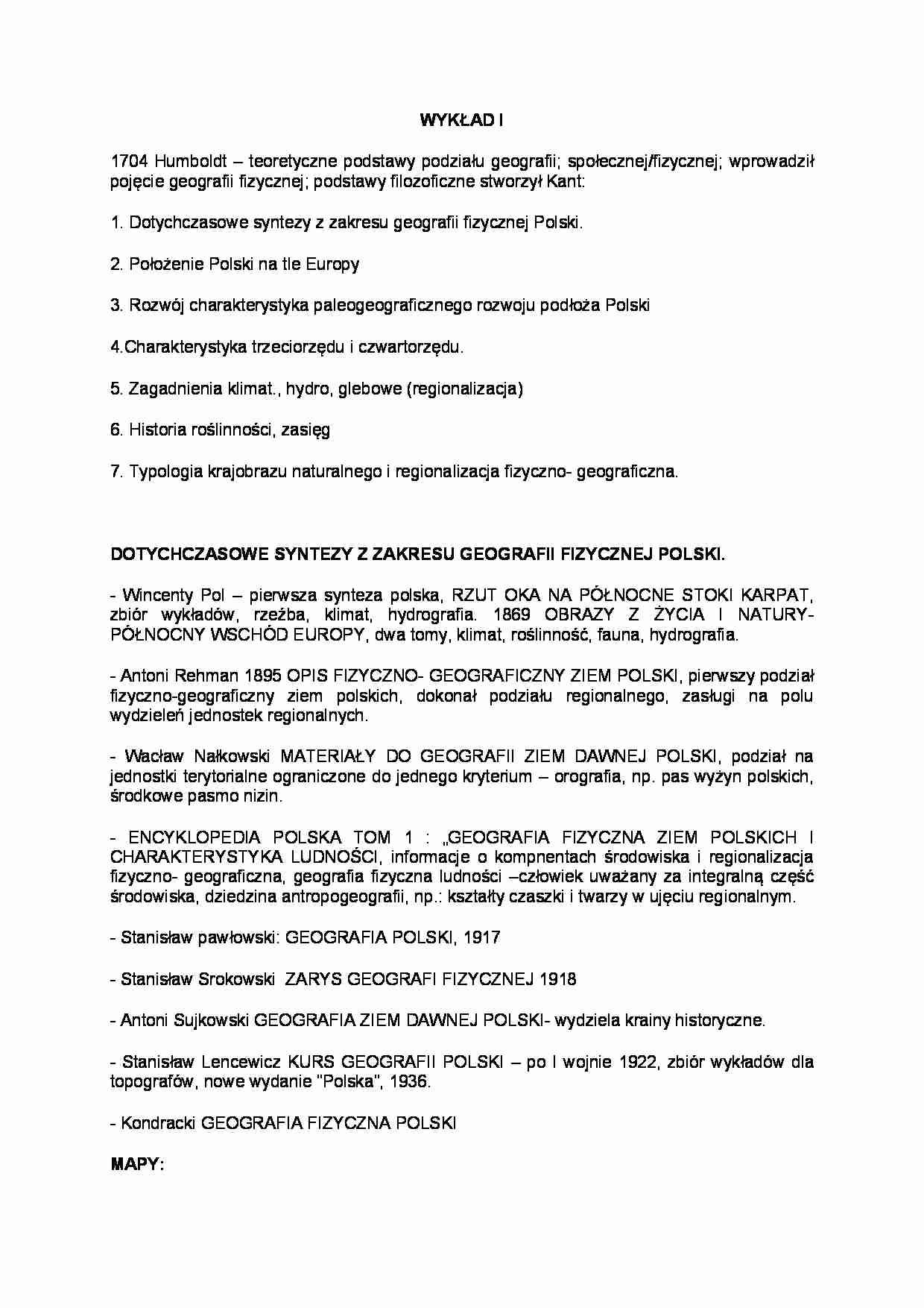 Wykład 1 z geografii fizycznej Polski - strona 1