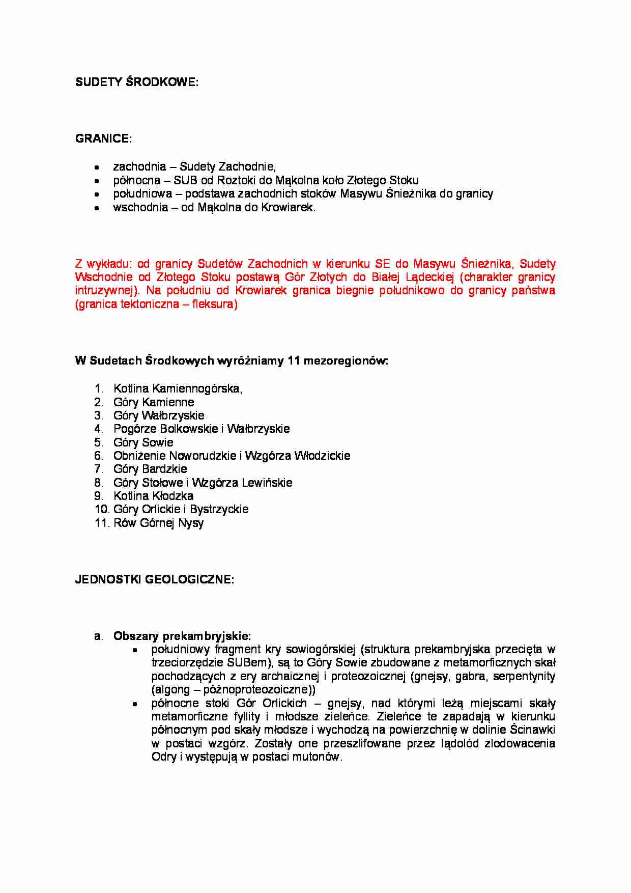 SUDETY ŚRODKOWE - strona 1