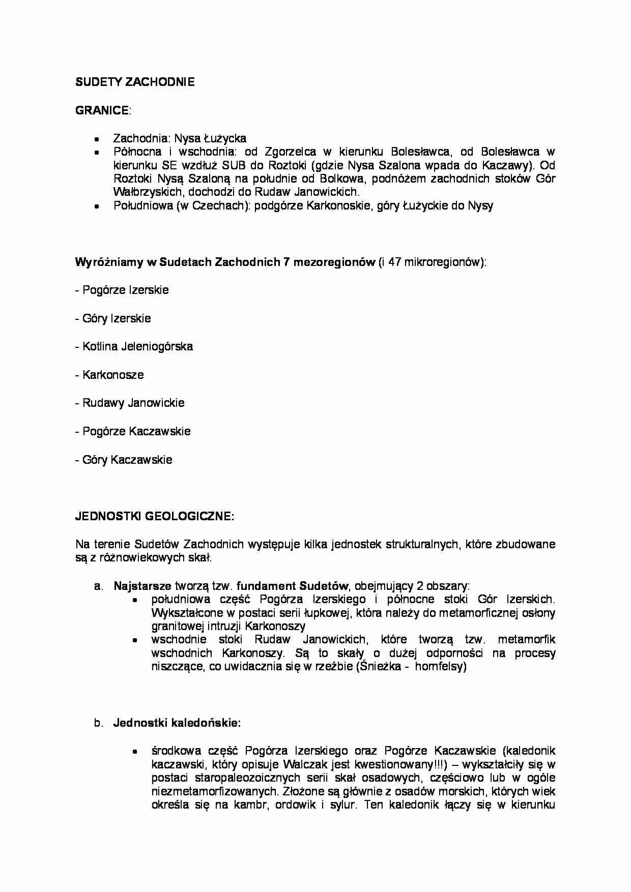 SUDETY ZACHODNIE - strona 1