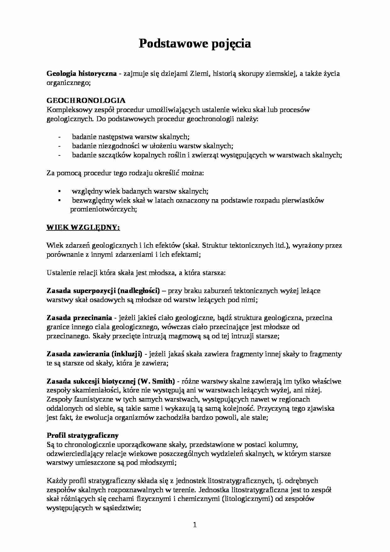 Podstawowe pojęcia - Geologia historyczna - strona 1