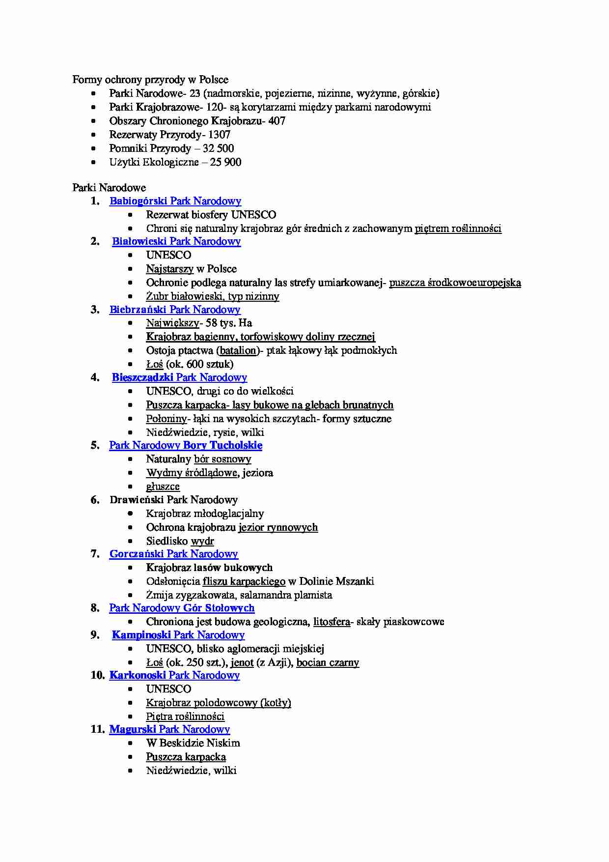 Formy ochrony przyrody - Parki Narodowe - strona 1