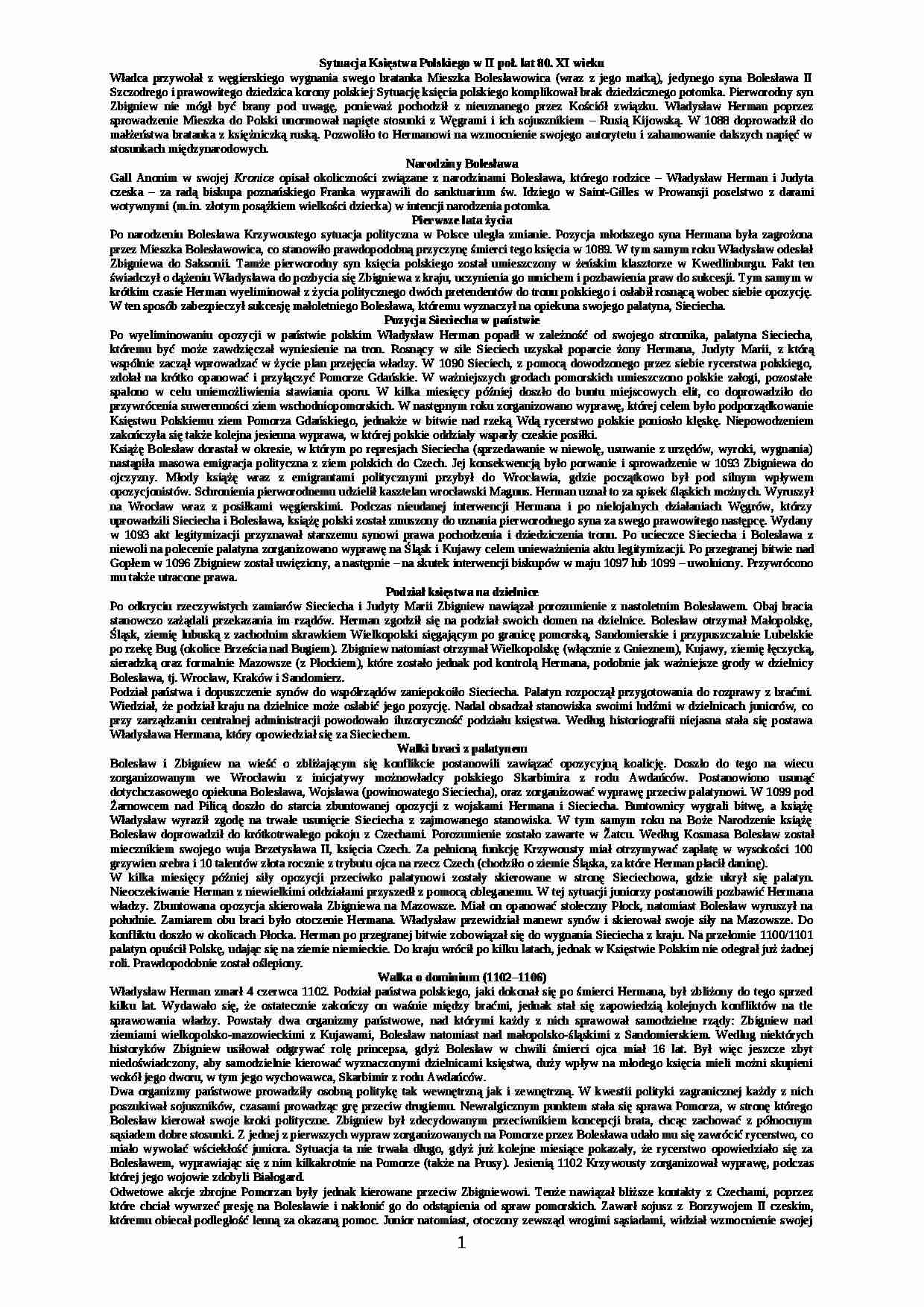 Bolesław III Krzywousty - życiorys - strona 1