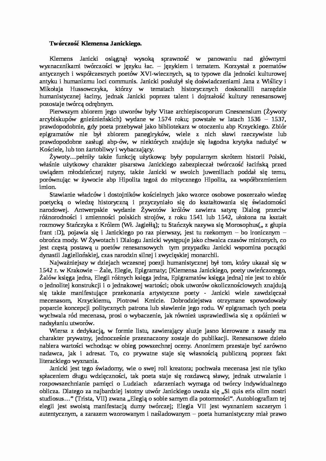 Twórczość Klemensa Janickiego - strona 1