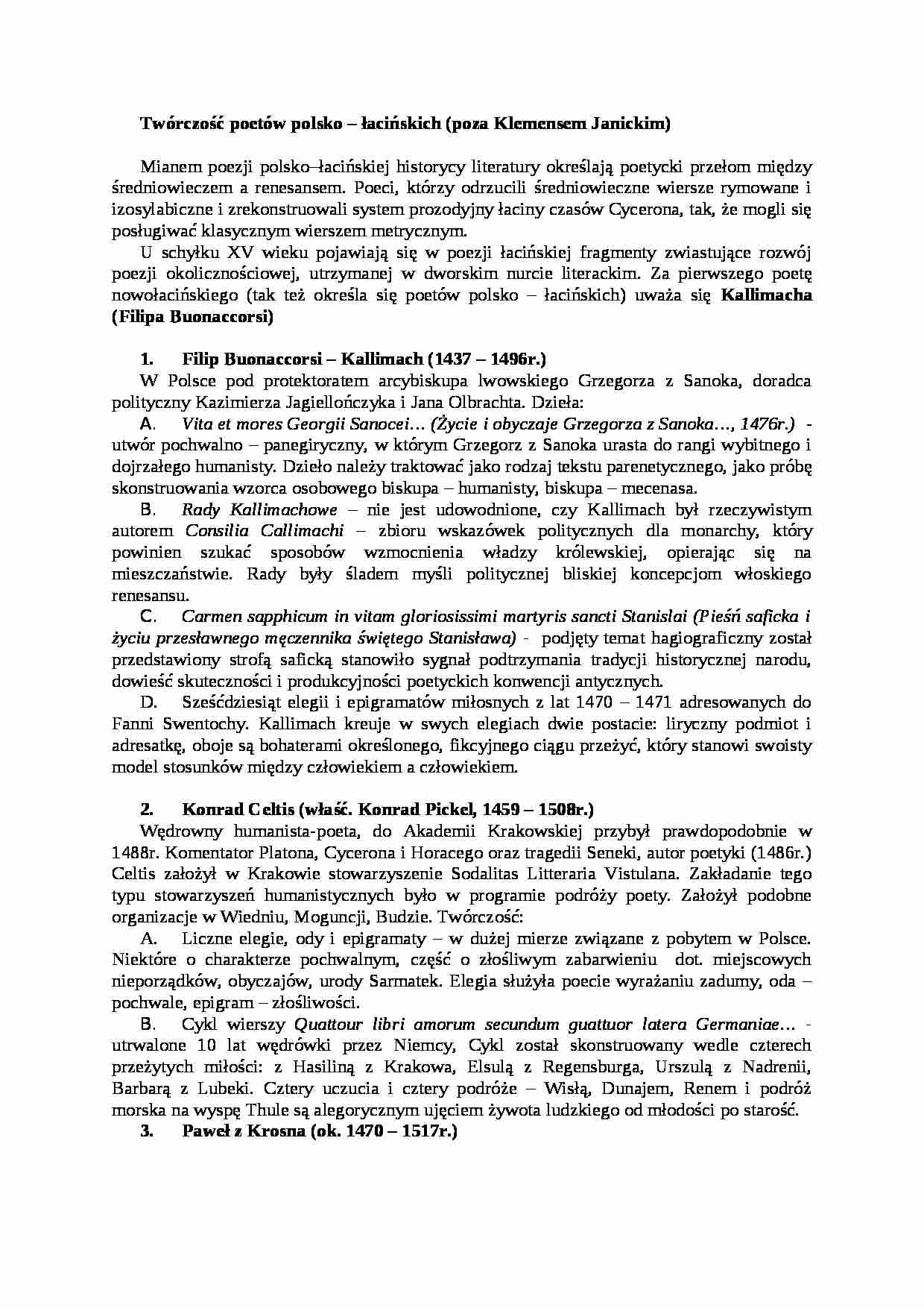 Twórczość poetów polsko - łacińskich - strona 1