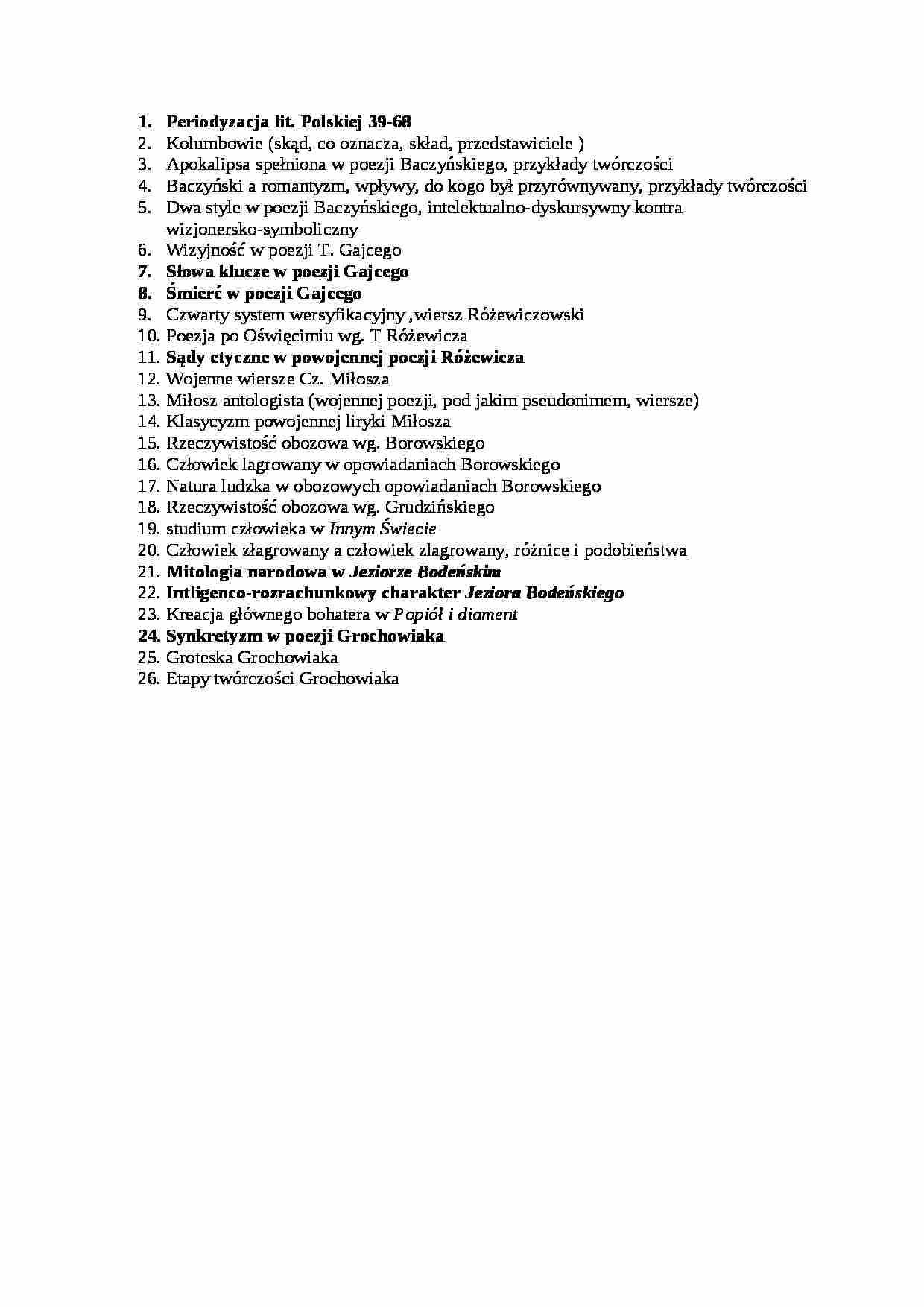 Literatura współczesna - zagadnienia na zaliczenie - strona 1