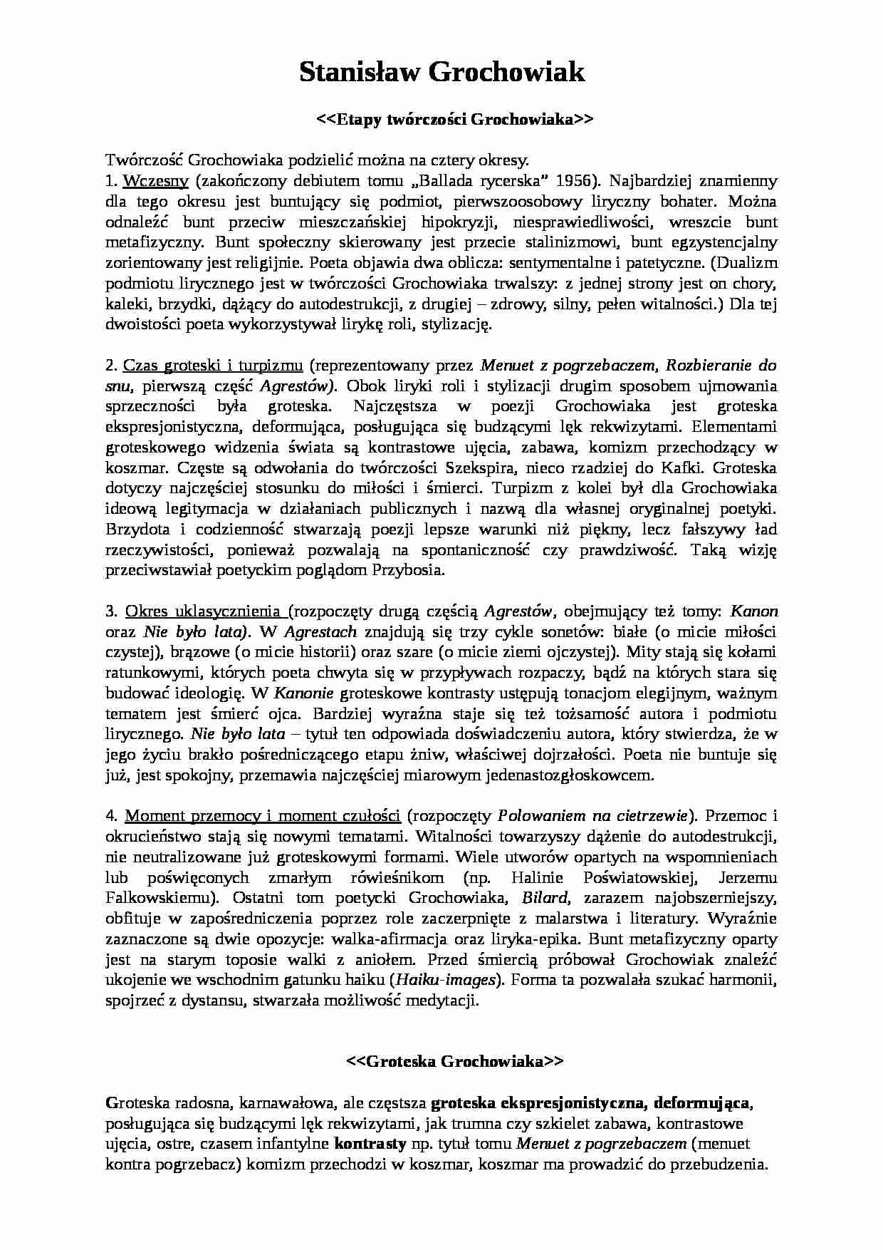 Stanisław Grochowiak - etapy twórczości - strona 1
