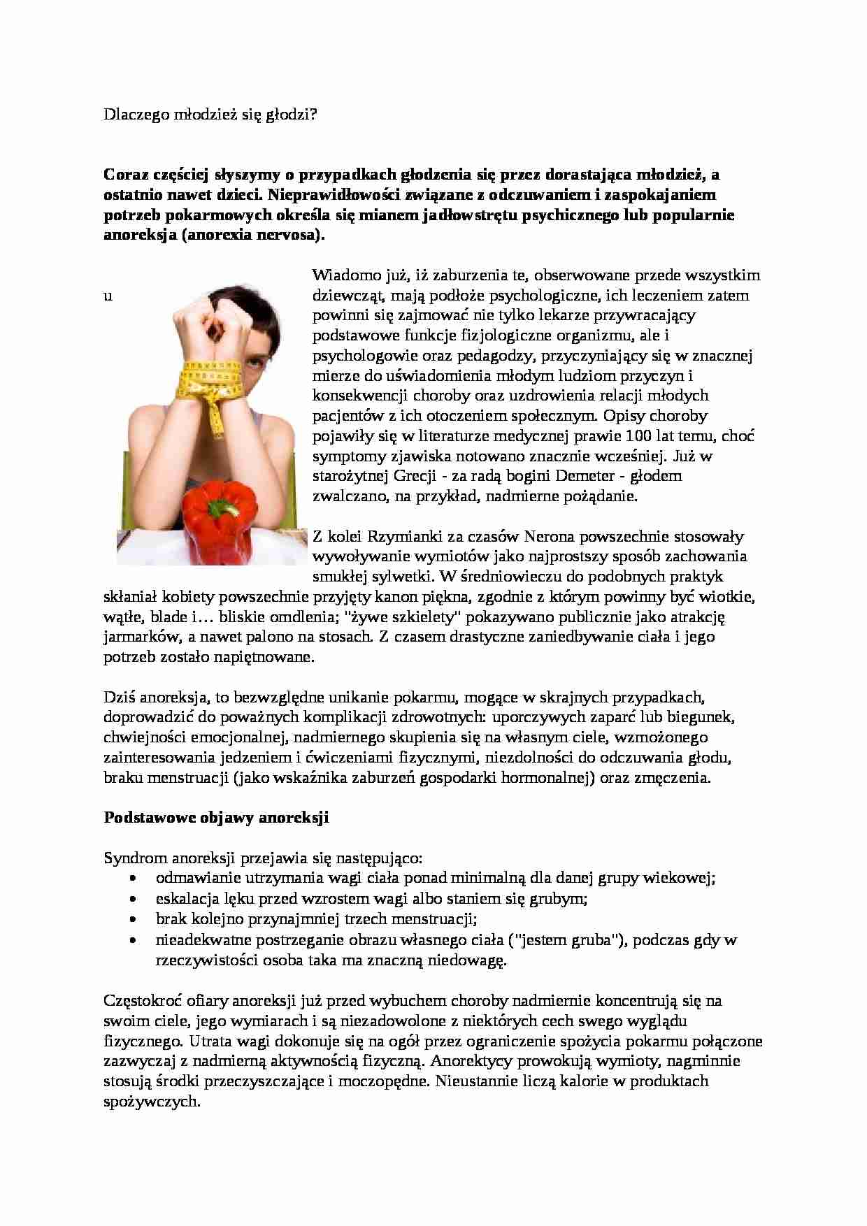 Dlaczego młodzież się głodzi? - wykład - strona 1