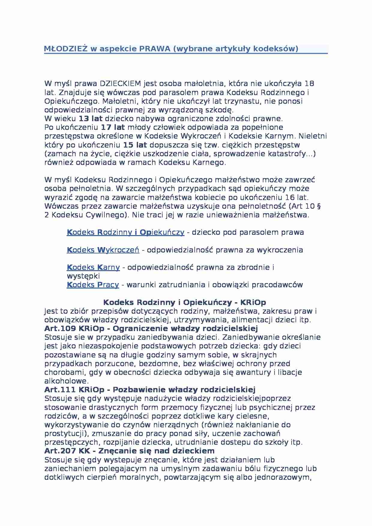 Młodzież w aspekcie prawa - strona 1