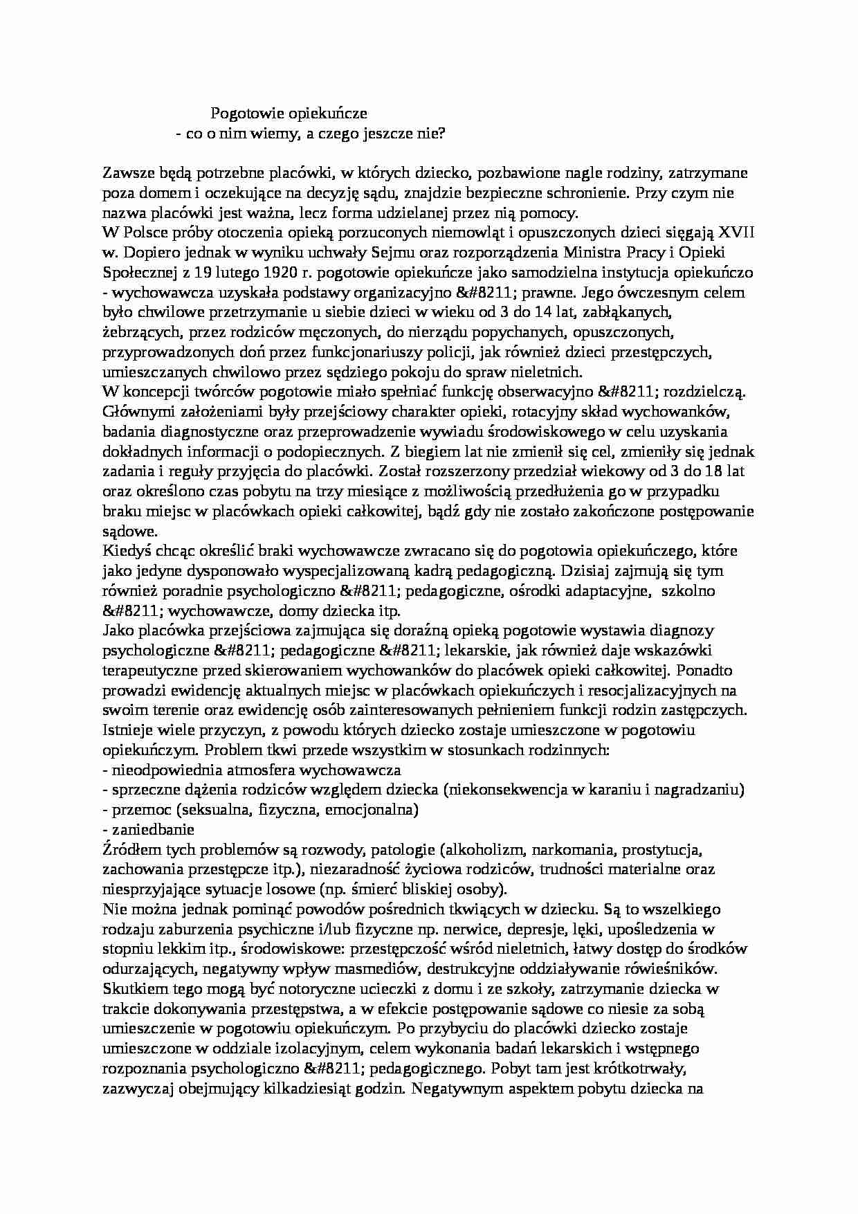 Pogotowie opiekuńcze - definicja - strona 1