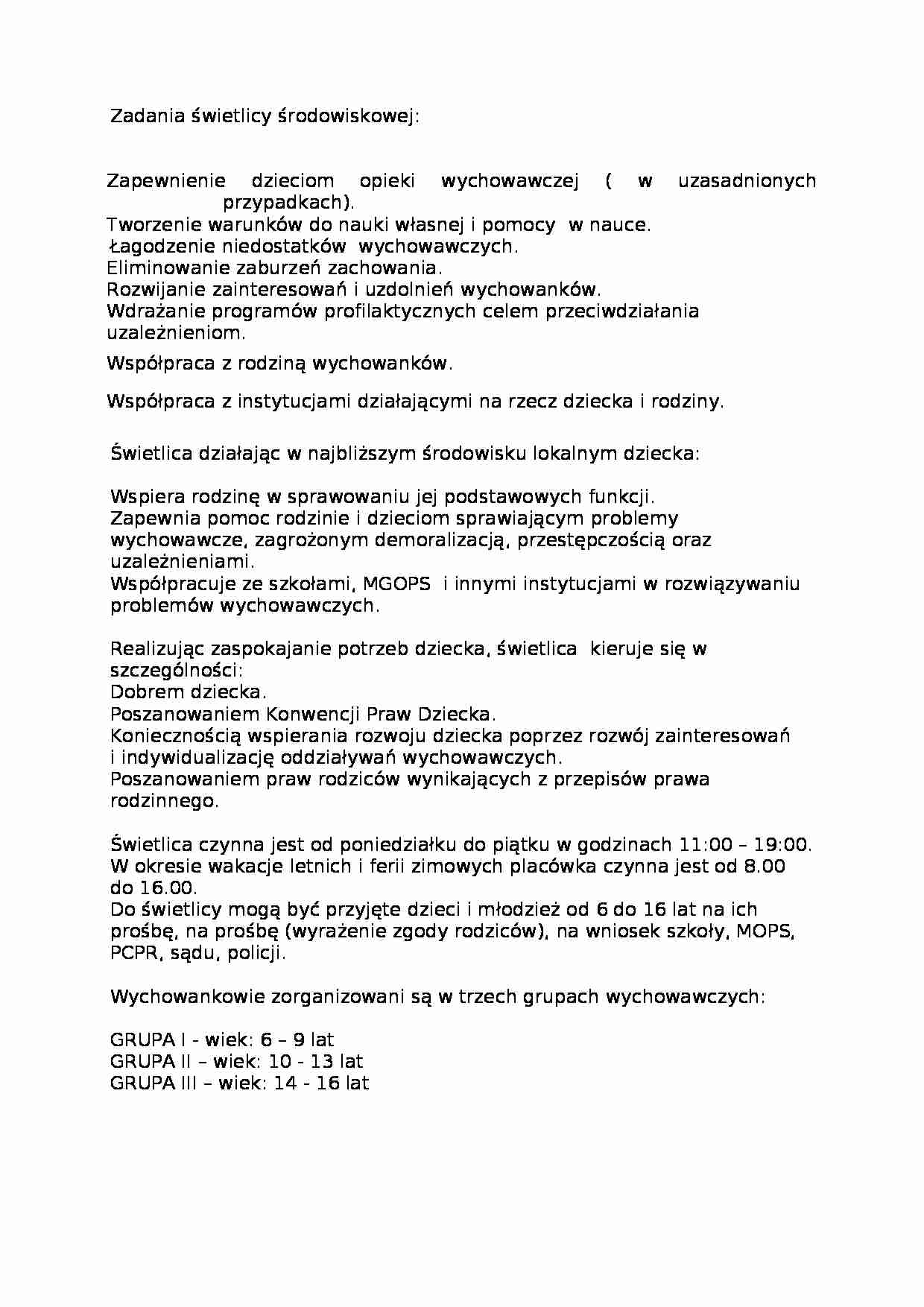 Przykłady działających świetlic środowiskowych - strona 1