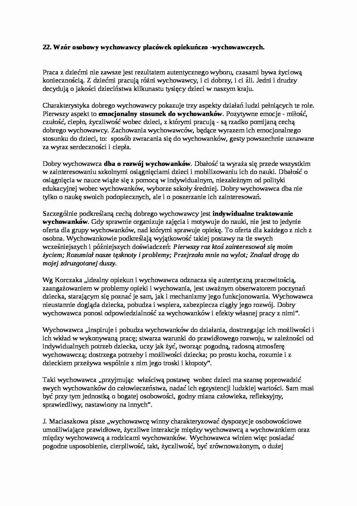 Wzór osobowy wychowawcy placówek opiekuńczo-wychowawczych - strona 1