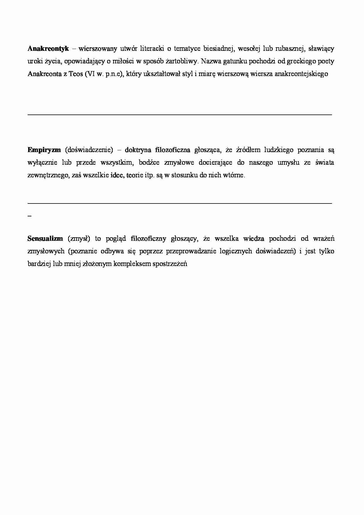 Anakreontyk, empiryzm i sensualizm - strona 1