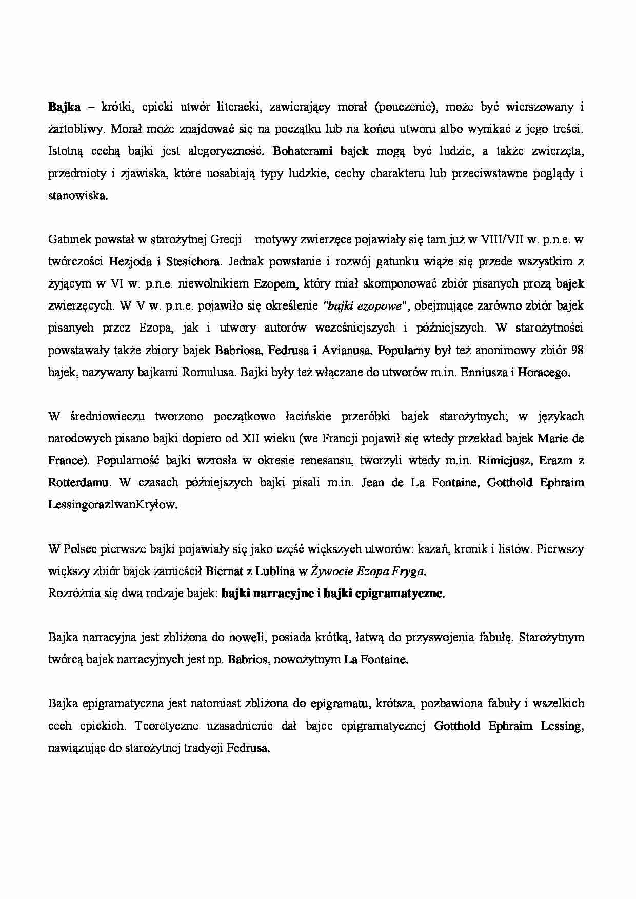 Bajka - opis i definicja - strona 1