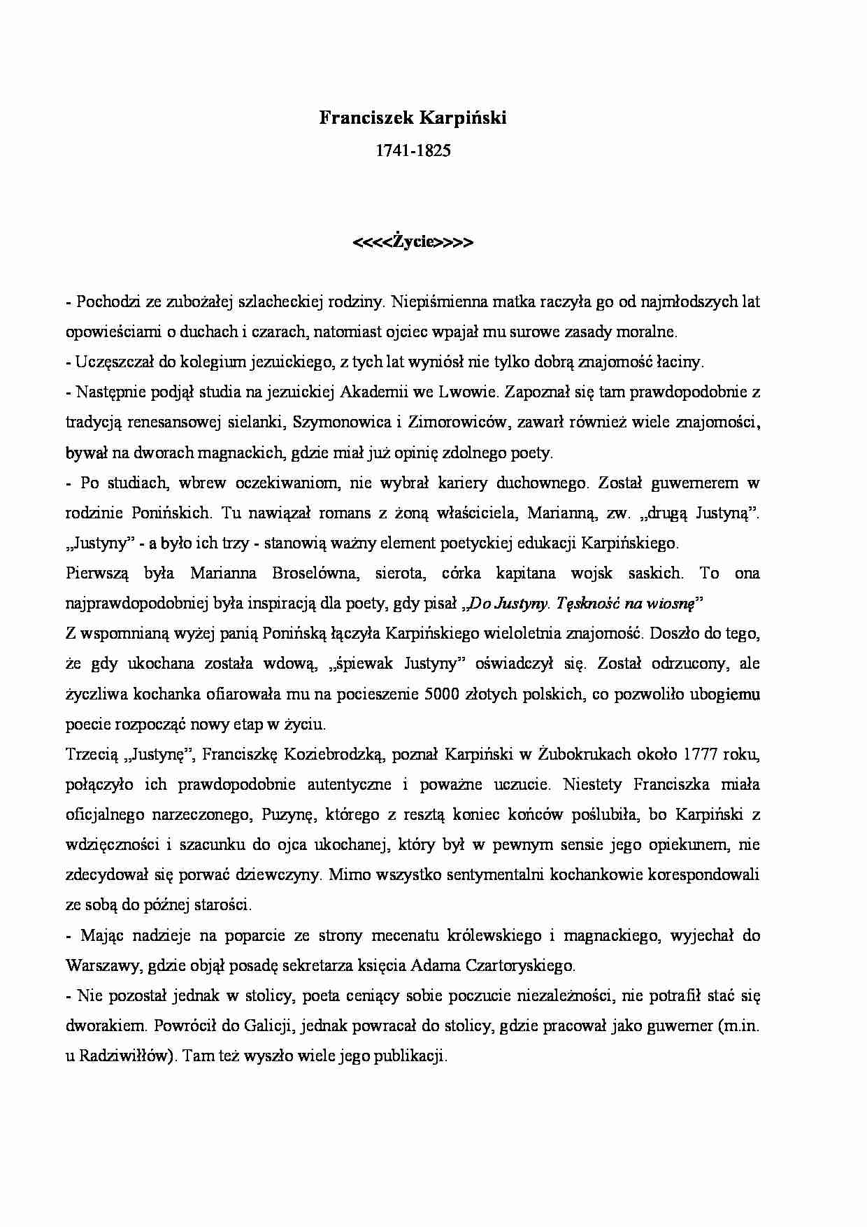 Franciszek Karpiński - życiorys - strona 1