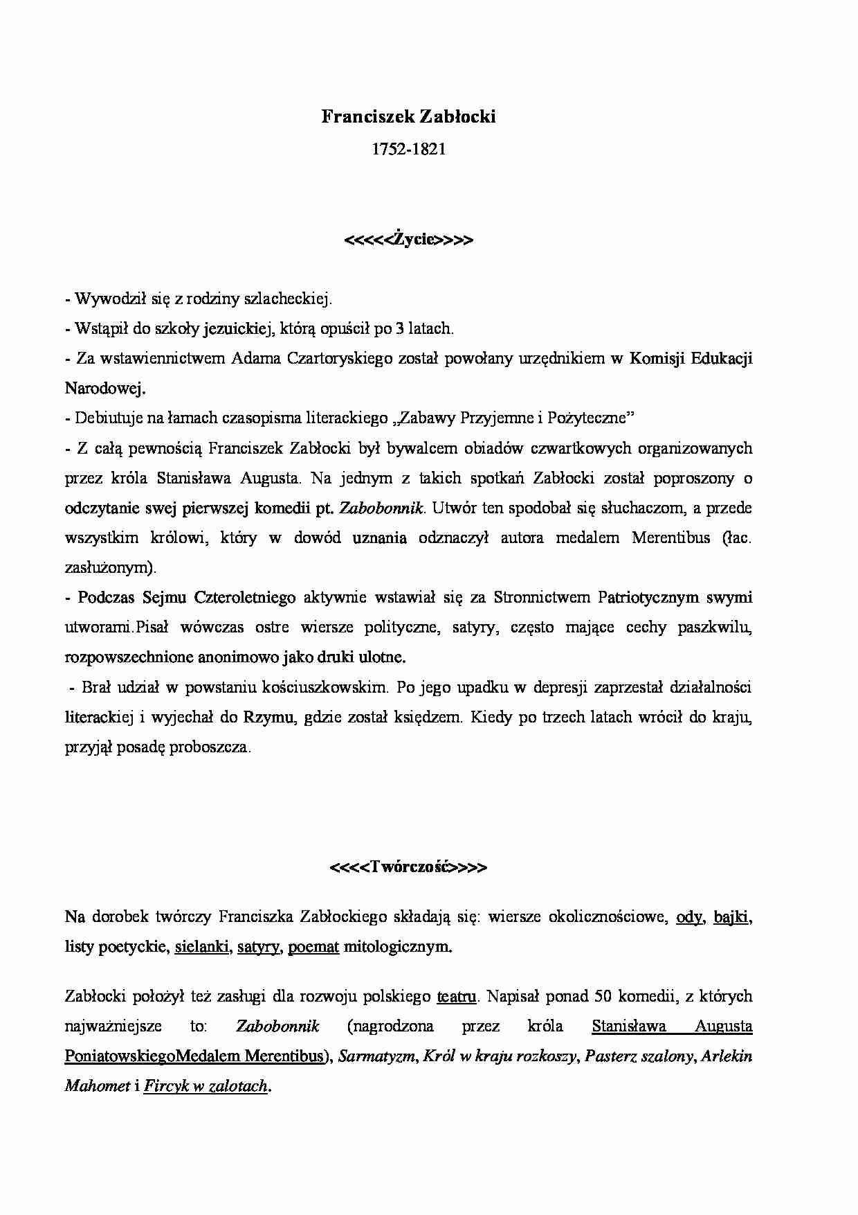 Franciszek Zabłocki - życiorys - strona 1