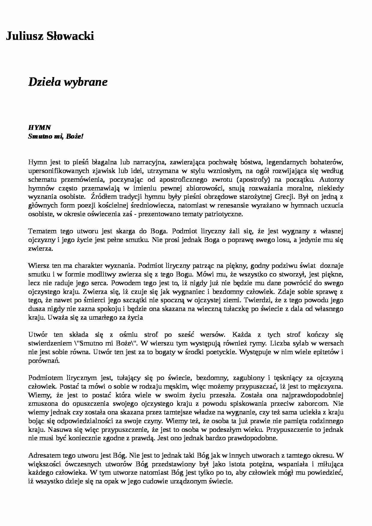 Juliusz Słowacki - dzieła wybrane - strona 1