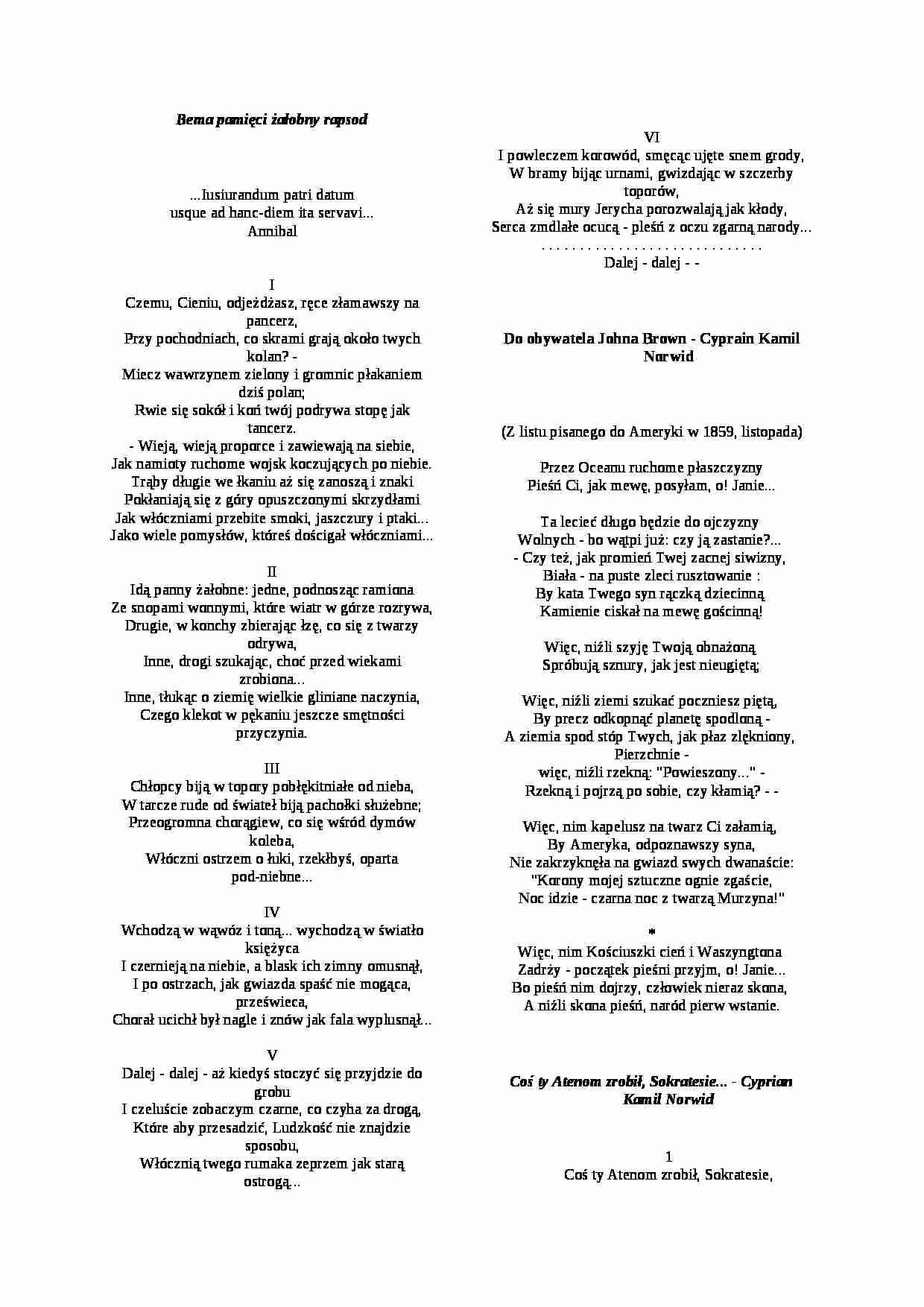 Wiesze Cypriana Kamila Norwida - strona 1