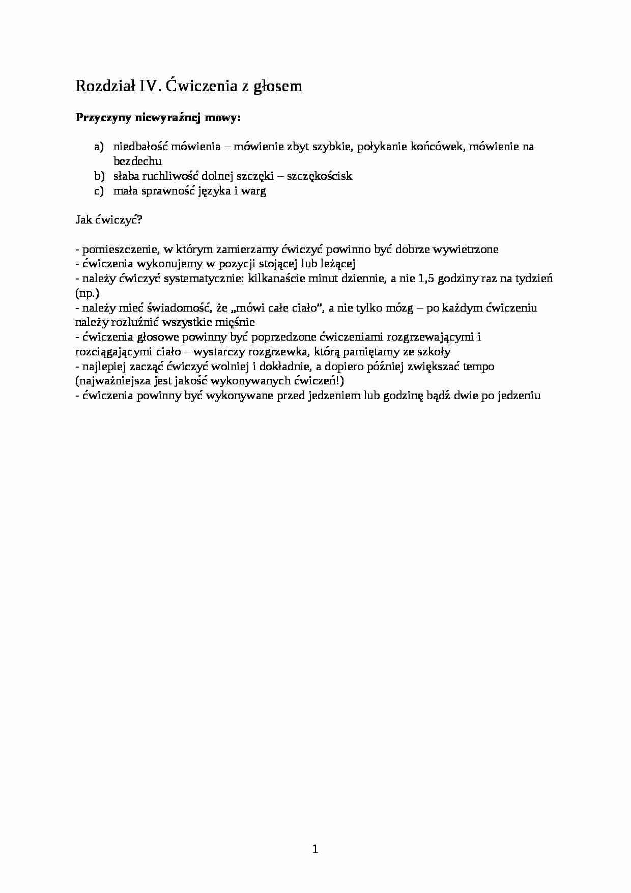 Ćwiczenia z głosem - strona 1