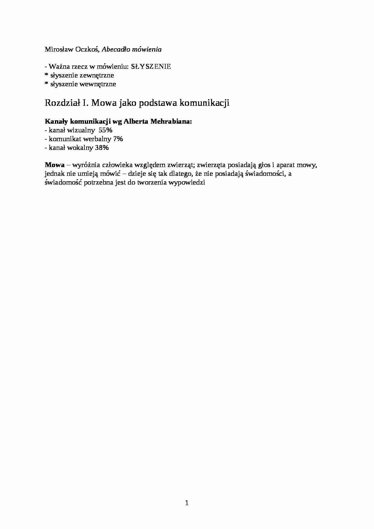 Mowa jako podstawa komunikacji - strona 1