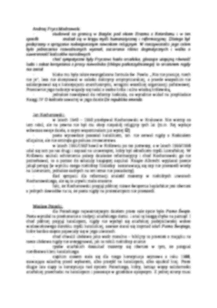 Rej, Frycz Modrzewski, Kochanowski i Potocki wobec reformacji - strona 2