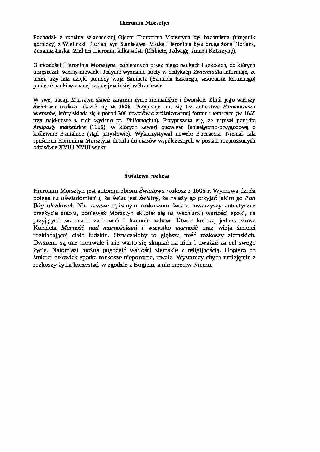 Hieronim Morsztyn - życiorys - strona 1
