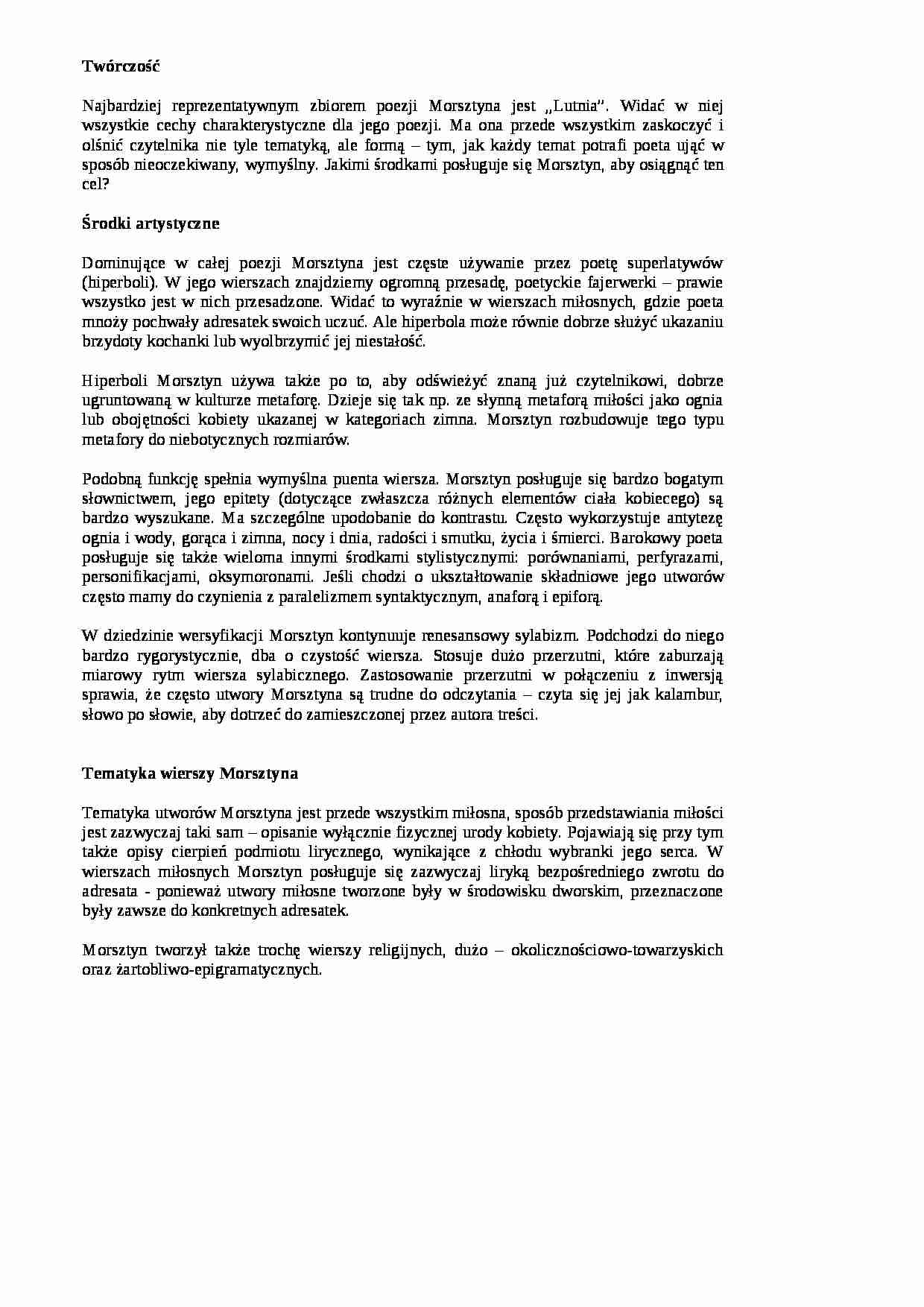 Jan Andrzej Morsztyn - twórczość - strona 1