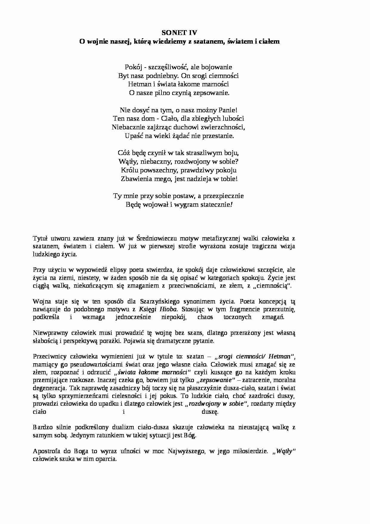 Mikołaj Sęp Sarzyński - sonety - strona 1