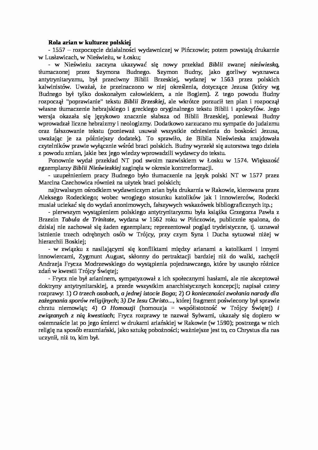 Rola arian w kulturze polskiej - strona 1