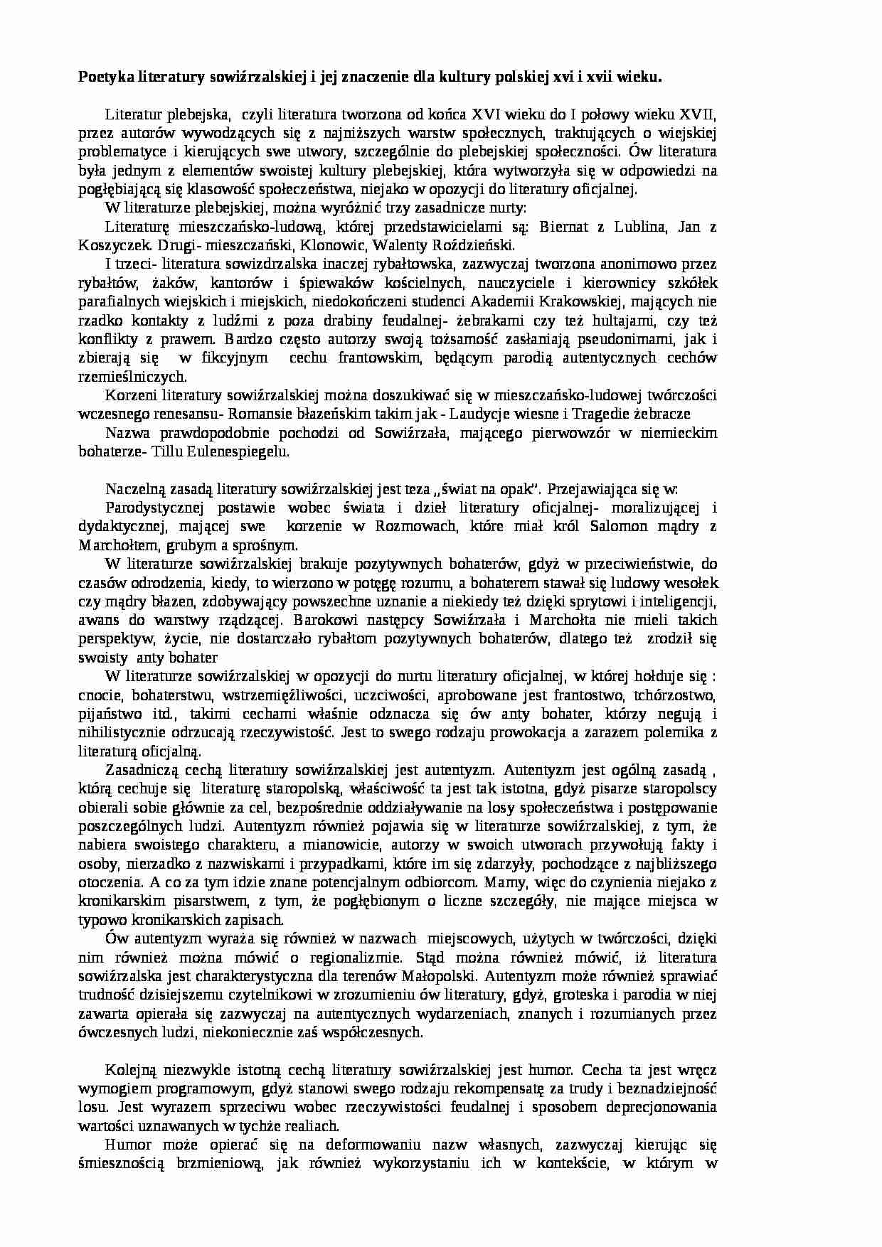 Satyra - literatura sowiźdrzalska - strona 1
