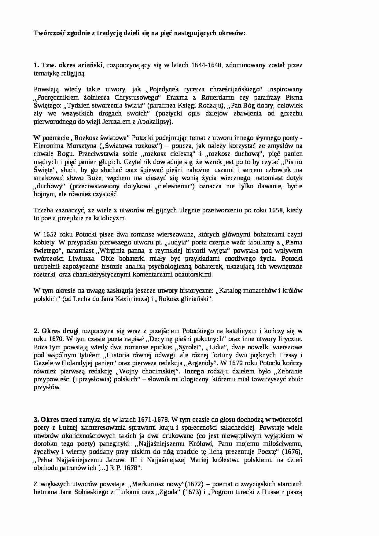 Wacław Potocki - twrczość - strona 1