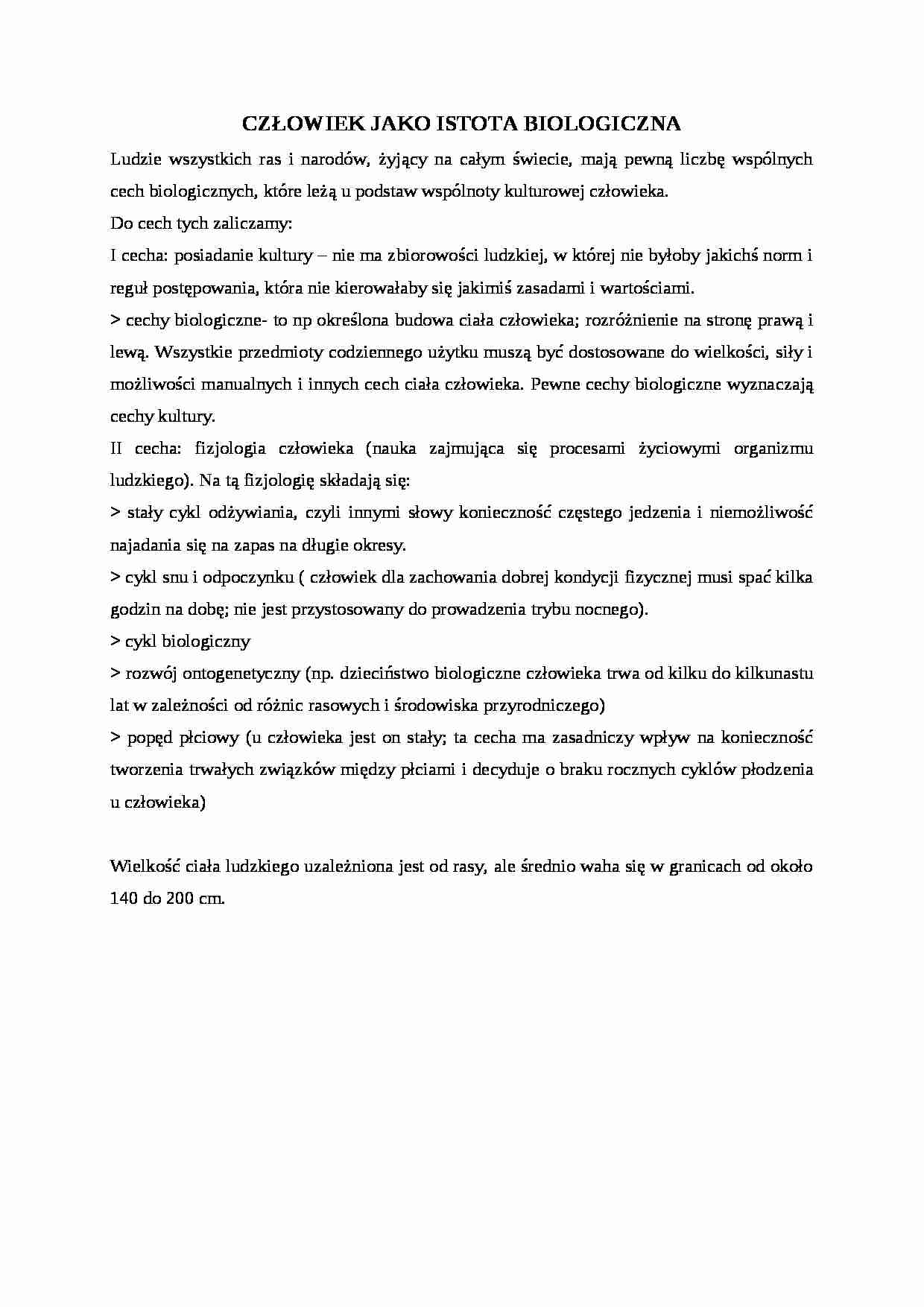 Człowiek jako istota biologiczna - strona 1